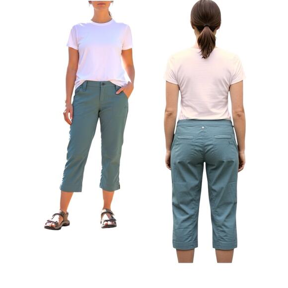 Prana Pants Woman’s Sz 6 Outdoor Hiking Trekking Camping Capri Cropped Blue - Picture 4 of 11